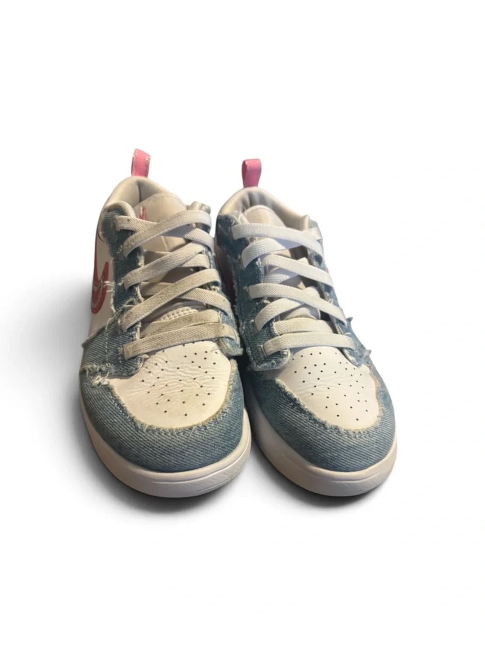 Jordan Kids Low-Top Sneakers in Denim, White & Pink Glitter size 3Y